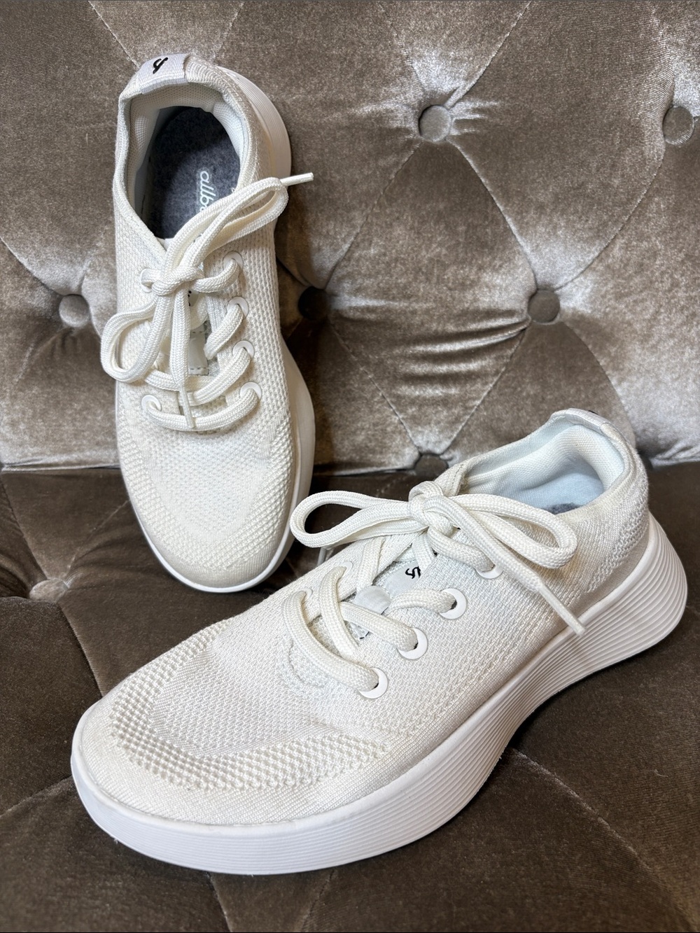 AllBirds Women's Casual White Knit Lace-Up Sneakers